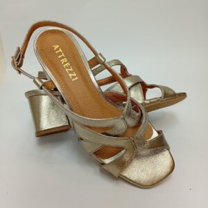 Sandália  Salto Bloco Metalizada