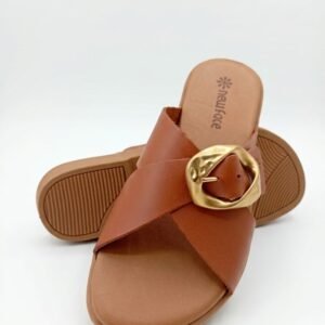 Rasteira Feminina com Fivela Dourada